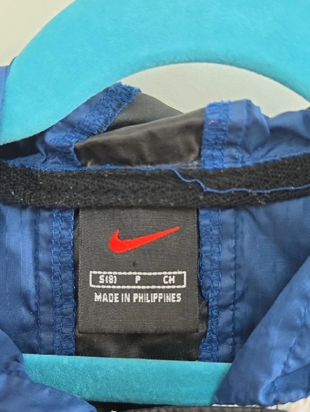 Nike Kids Blue and Black Hooded Raincoat Windbreaker